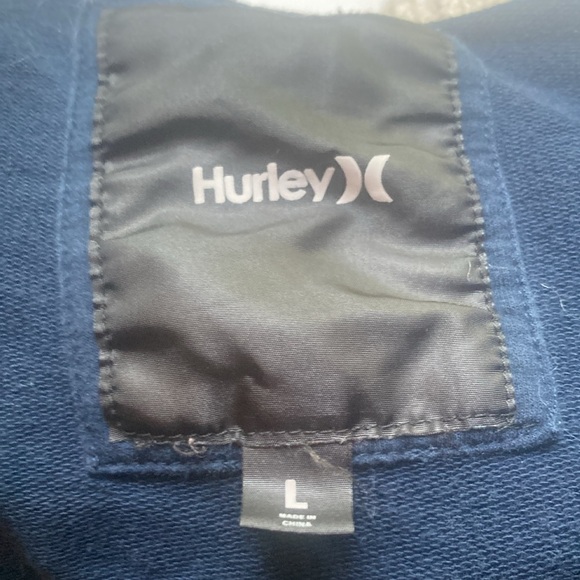 Hurley size large blue  zip up hoodie jacket with pockets great condition - Picture 3 of 5